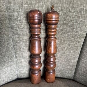 Vintage Dark Wood Salt Shaker and Pepper Mill Set Gailcraft Japan 11 in MCM